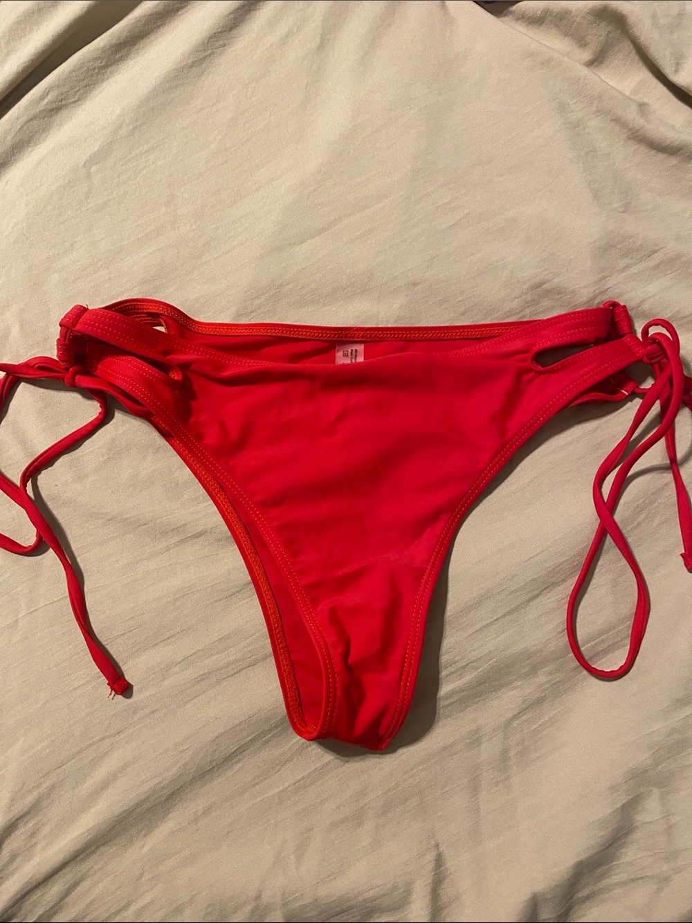 SHEIN Red Tie-Side Bikini Bottom